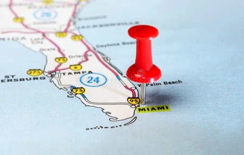 Map pin marking Miami, Florida